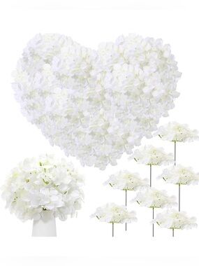 NWT White Hydrangea 150 Pcs Faux Florals-Heads & Stems Weddings,Parties,Home